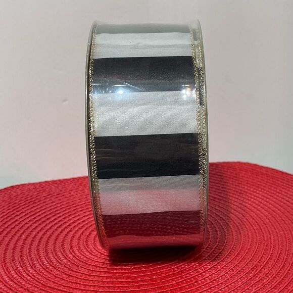 Members Mark Wired Ribbon Black and White Stripe 50 yards NWT - Picture 4 of 4